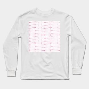 Soft texture of Shibori squares - peony pink and white Long Sleeve T-Shirt